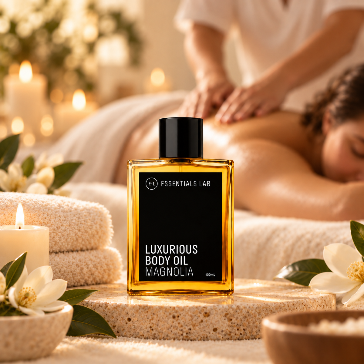 Himalayan Magnolia body oil massaged into skin