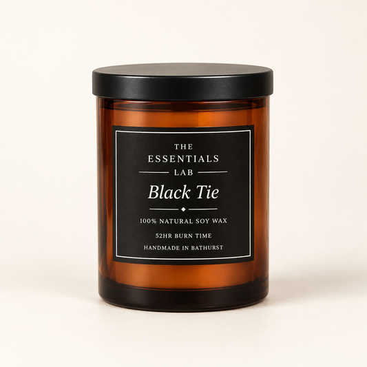 Black Tie 300gm Pure Soy Wax Candle by The Essentials Lab